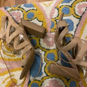 Sam Edelman Lace Up Tan Heels